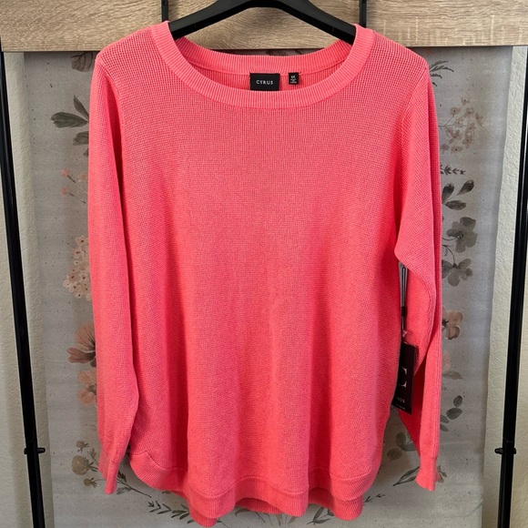Cyrus Sweaters - Cyrus Vibrant Peachy Knit Sweater